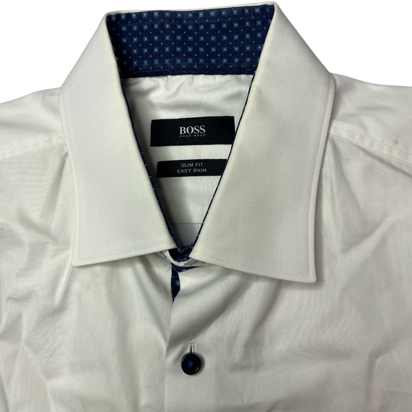 Hugo Boss White Dress Shirt with Navy Contrast - Picture 2 of 10